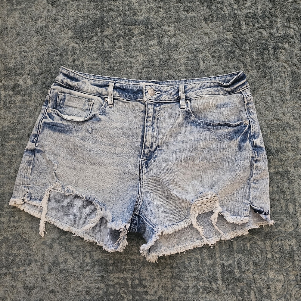 Vigoss Light Blue Distressed Jean Shortssize 31